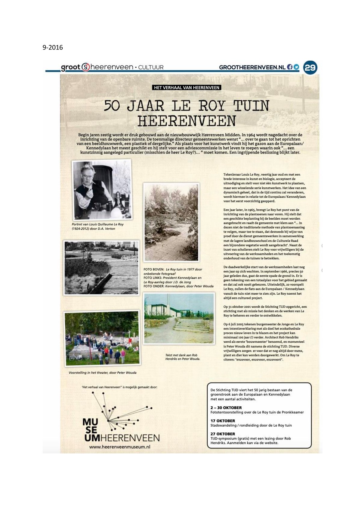 50 jaar Le Roy tuin Heerenveen