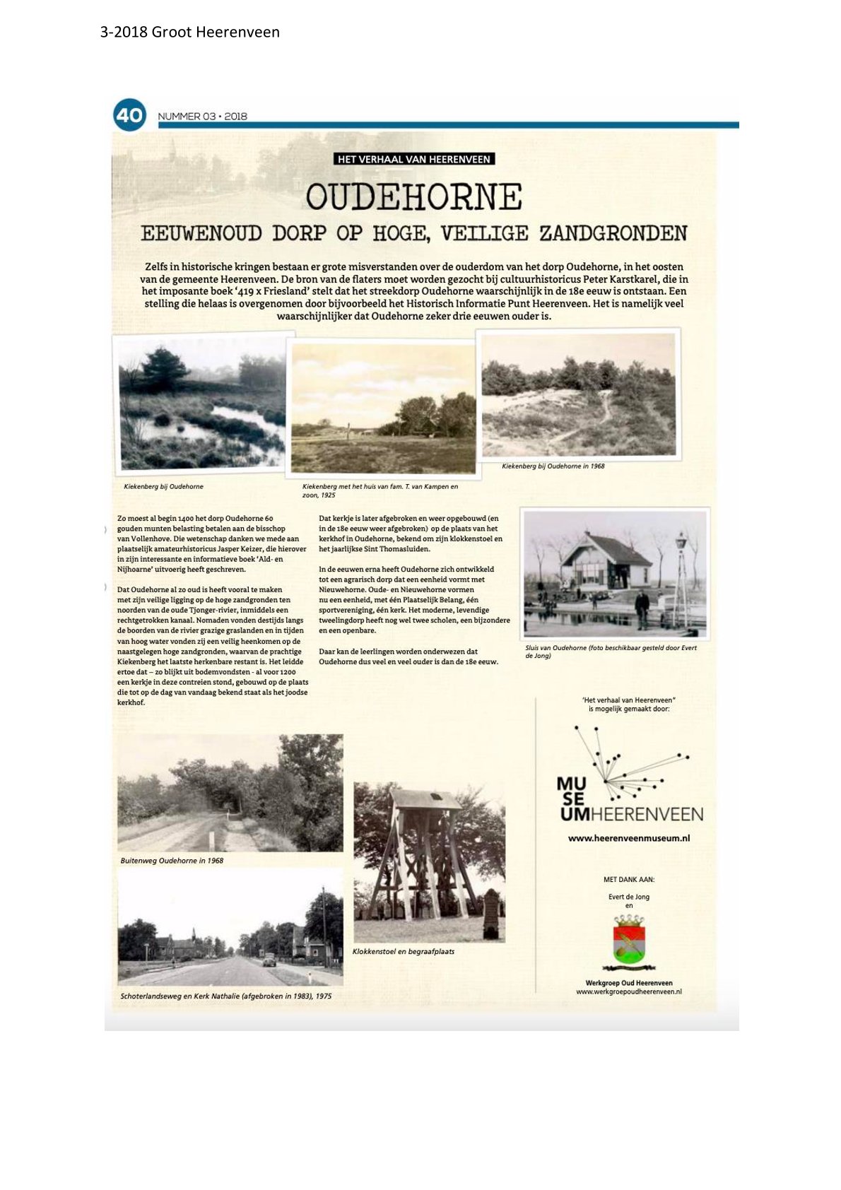 Oudehorne eeuwenoud dorp op hoge veilige gronden