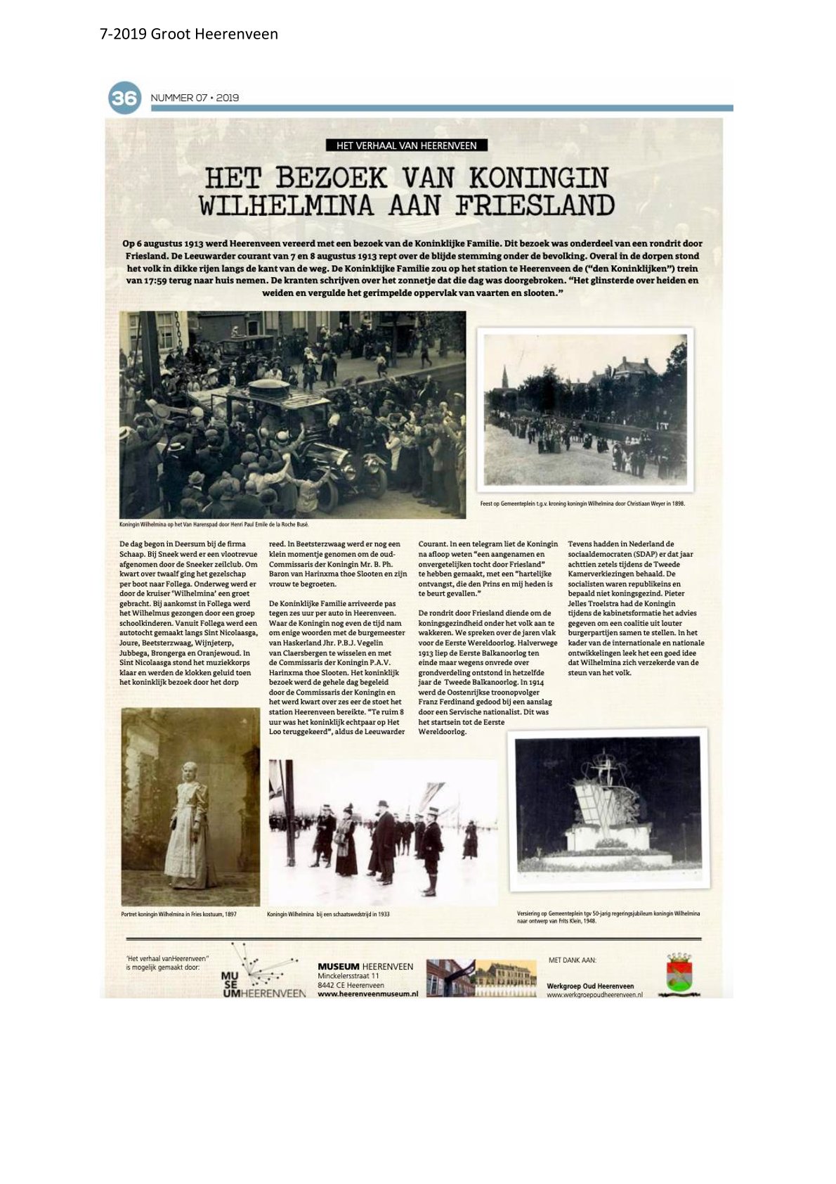 Het bezoek van Koningin Wilhelmina aan Friesland