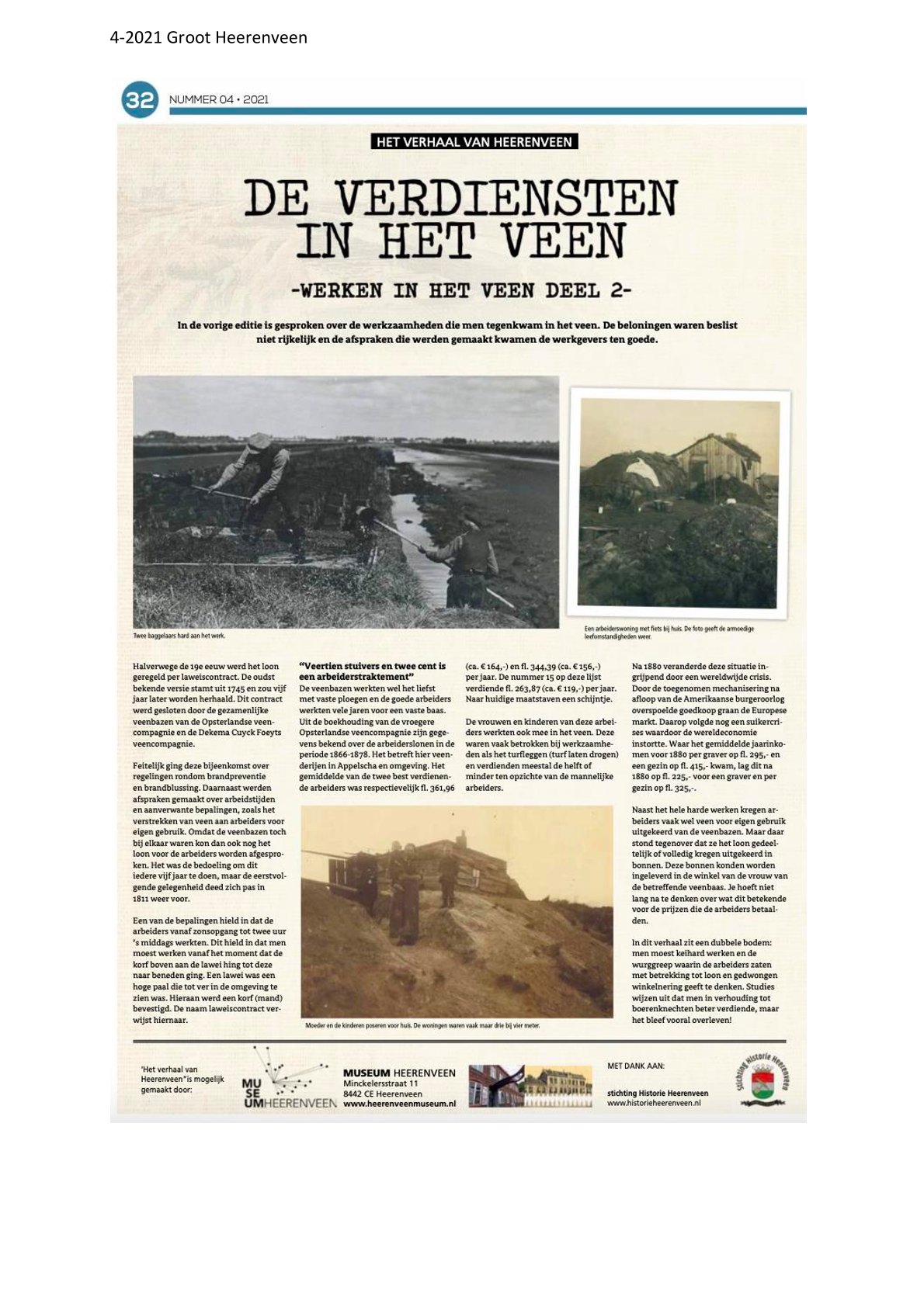 De verdiensten in het veen