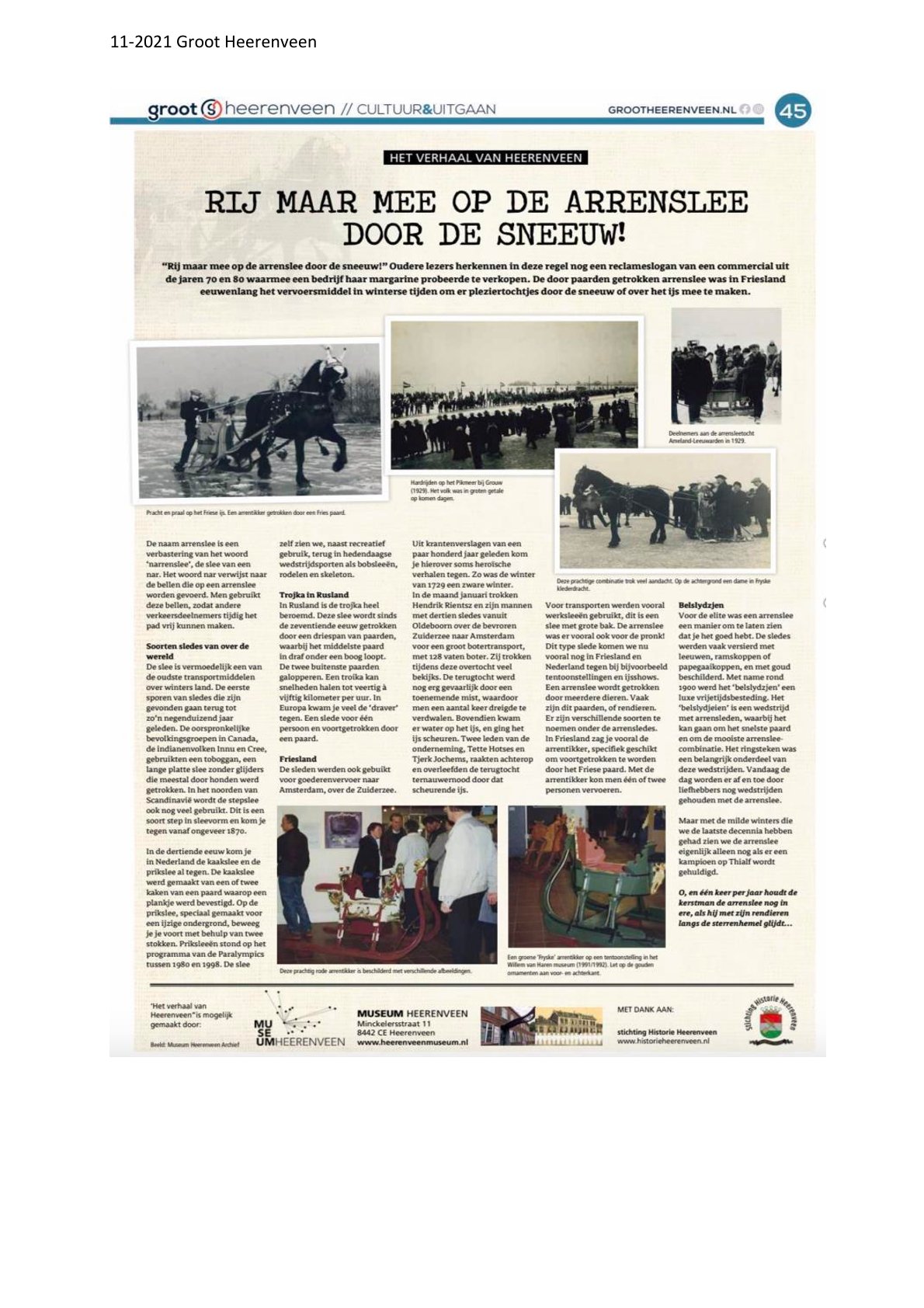 Rijdt maar mee in de arrenslee door de sneeuw