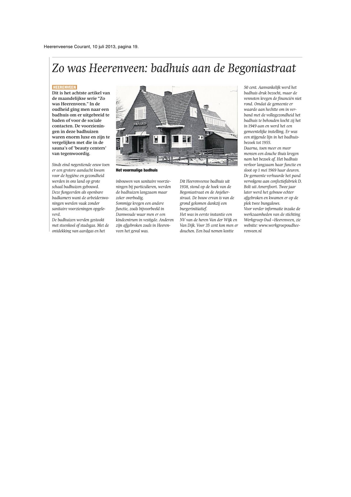 Zo was Heerenveen Eeen badhuis aan de Begoniastraat