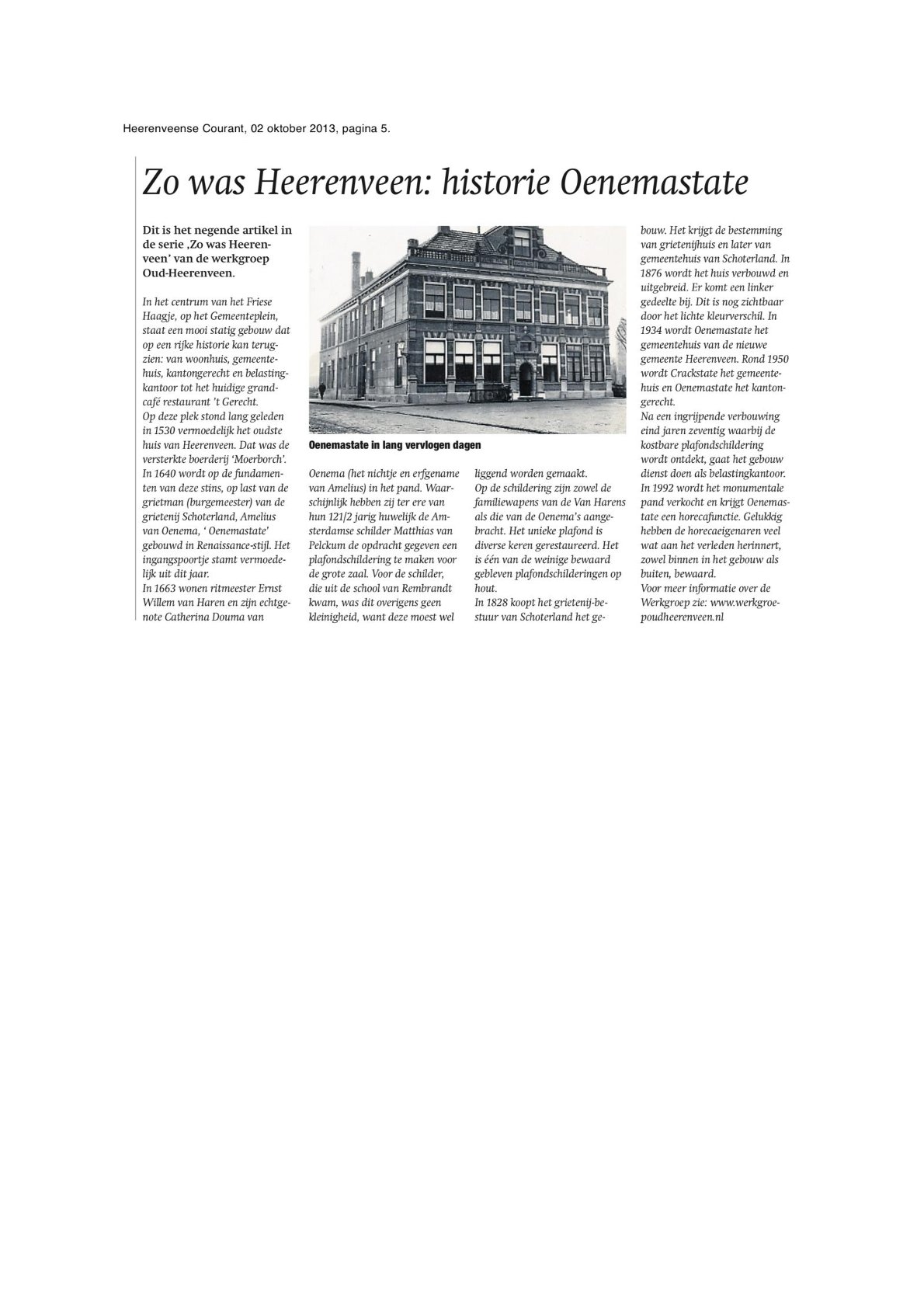 Zo was Heerenveen Historie Oenemastate