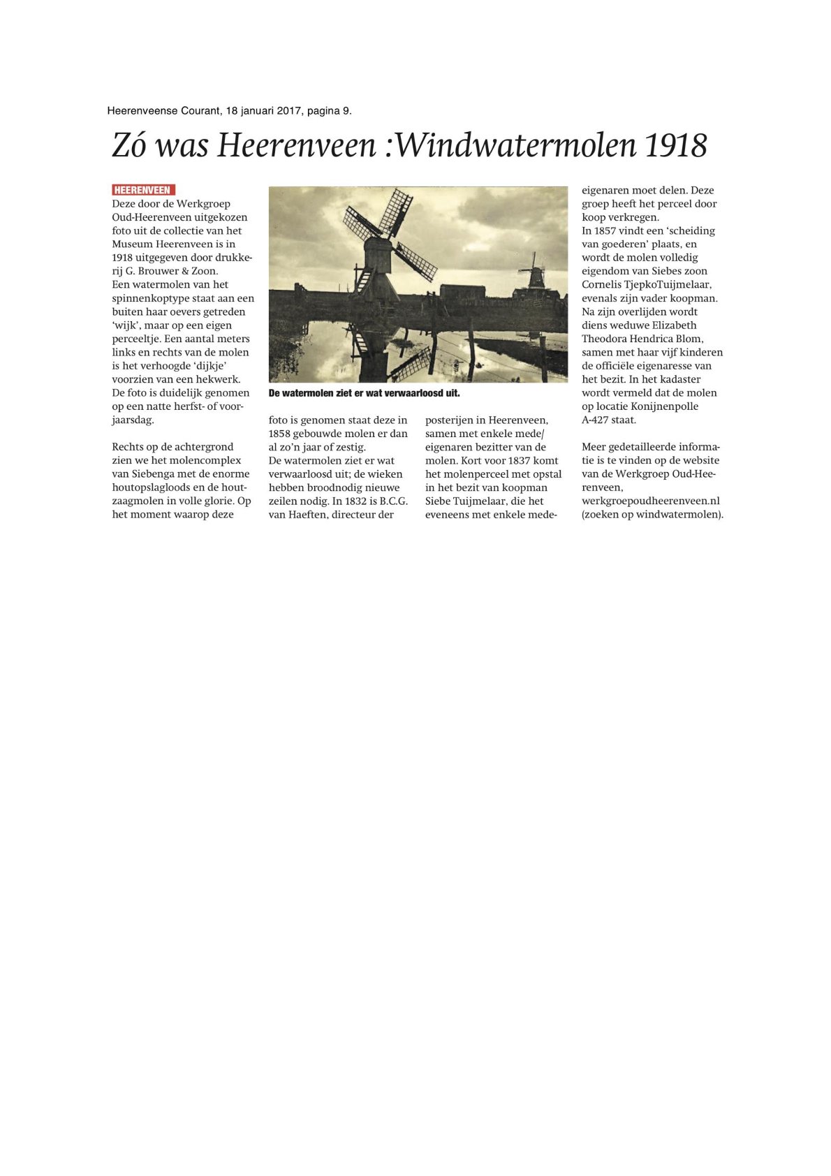 Zo was Heerenveen Windwatermole n 1918