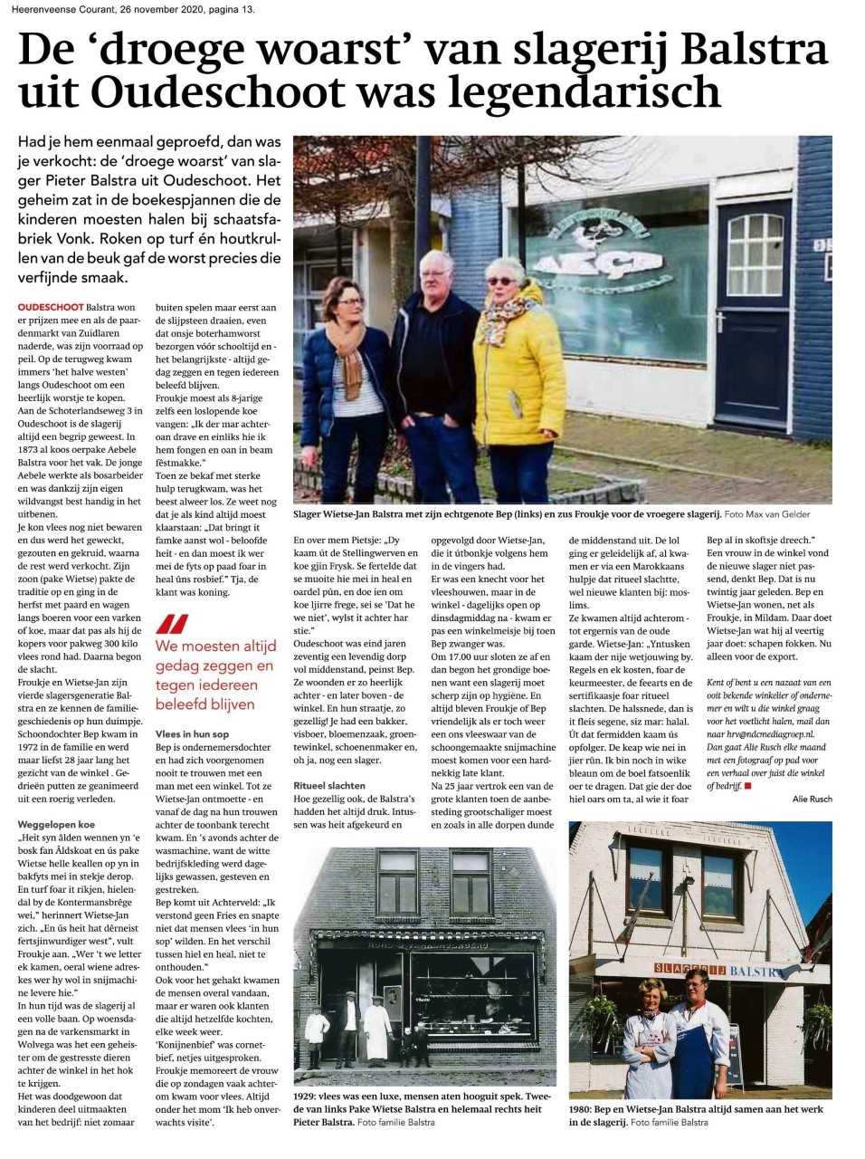 9965 2020 11 26 De droge woarst van slagerij Balstra uit Oudeschoot was legendarisch