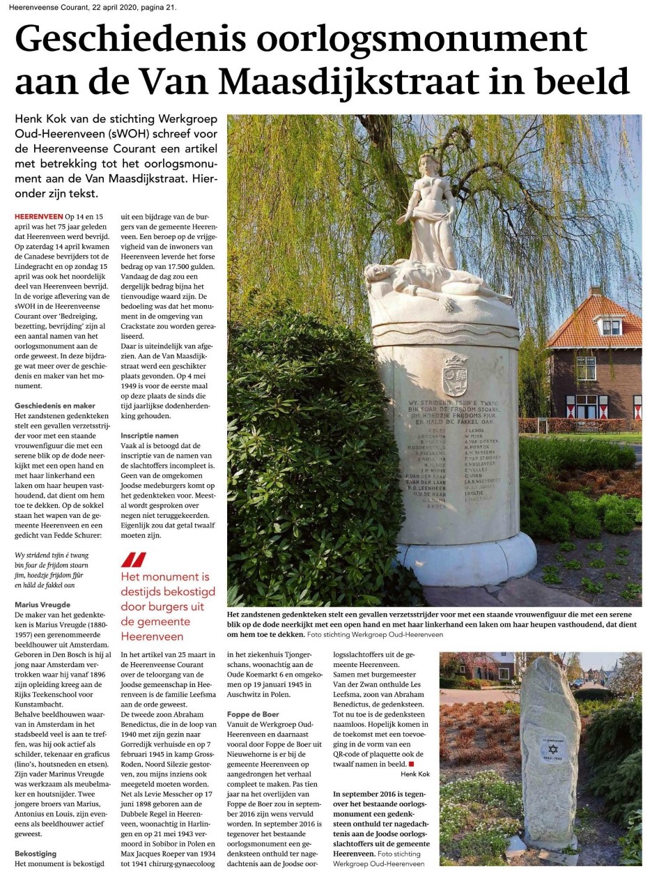 9991 2020 04 22 Geschiedenis oorlogsmonument aan de van Maasdijkstraat in beeld