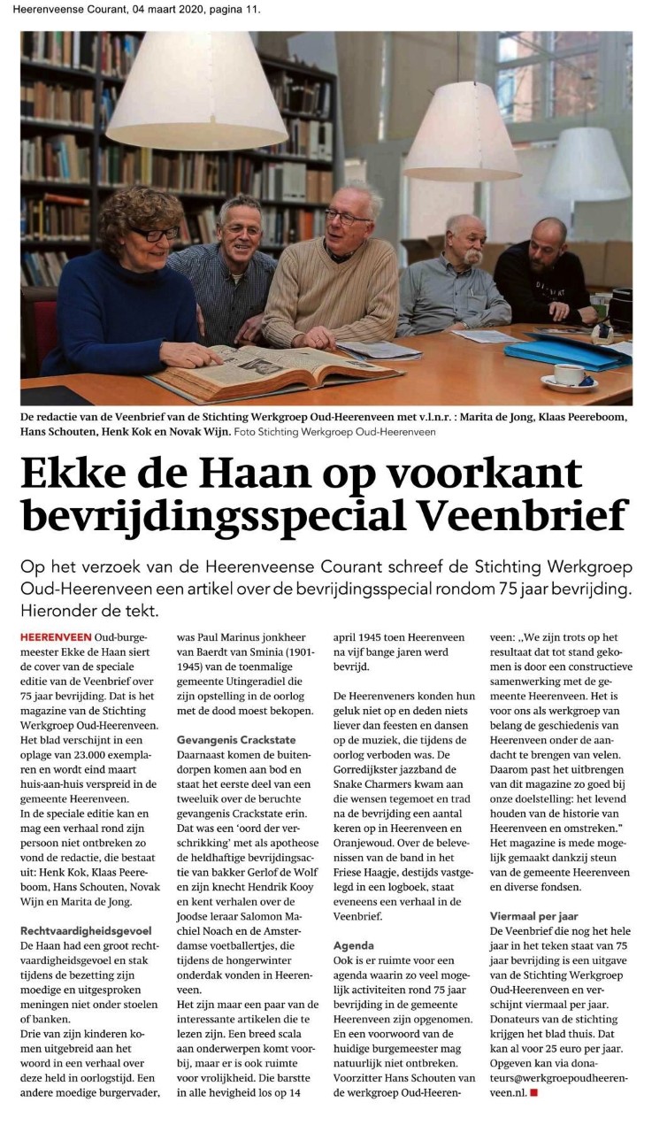 9998 2020 03 04 Ekke de Haan op voorkant bevrijdingsspecial Veenbrief