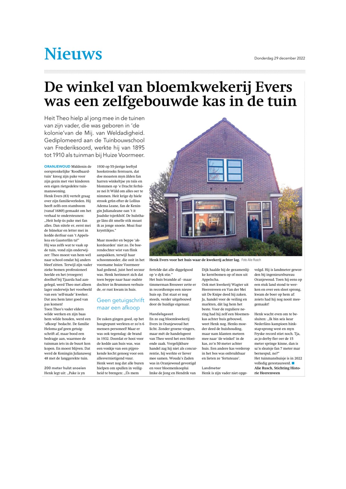 De winkel van bloemkwekerij Evers