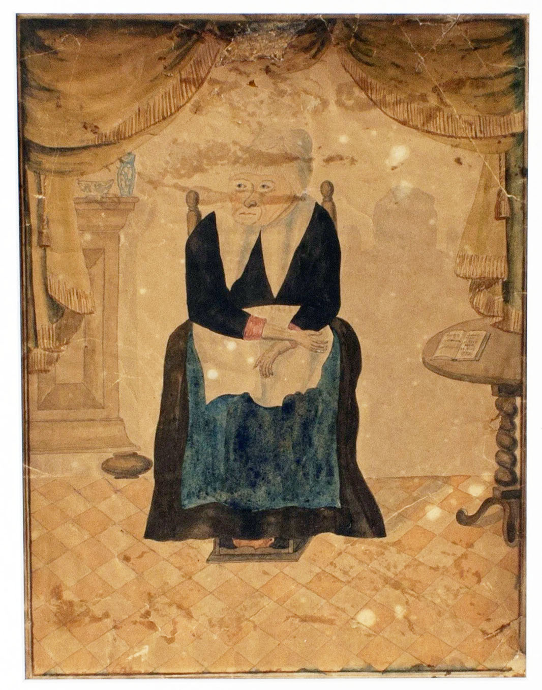 Tekening  uit 1775 van 113 jaar oude Fockje Johannes uit de Knipe